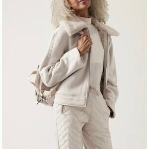 Athleta Cream Jacket with Shearling Collar